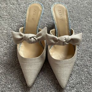 J.Crew Linen Tie Slide Heel, Size 7.5